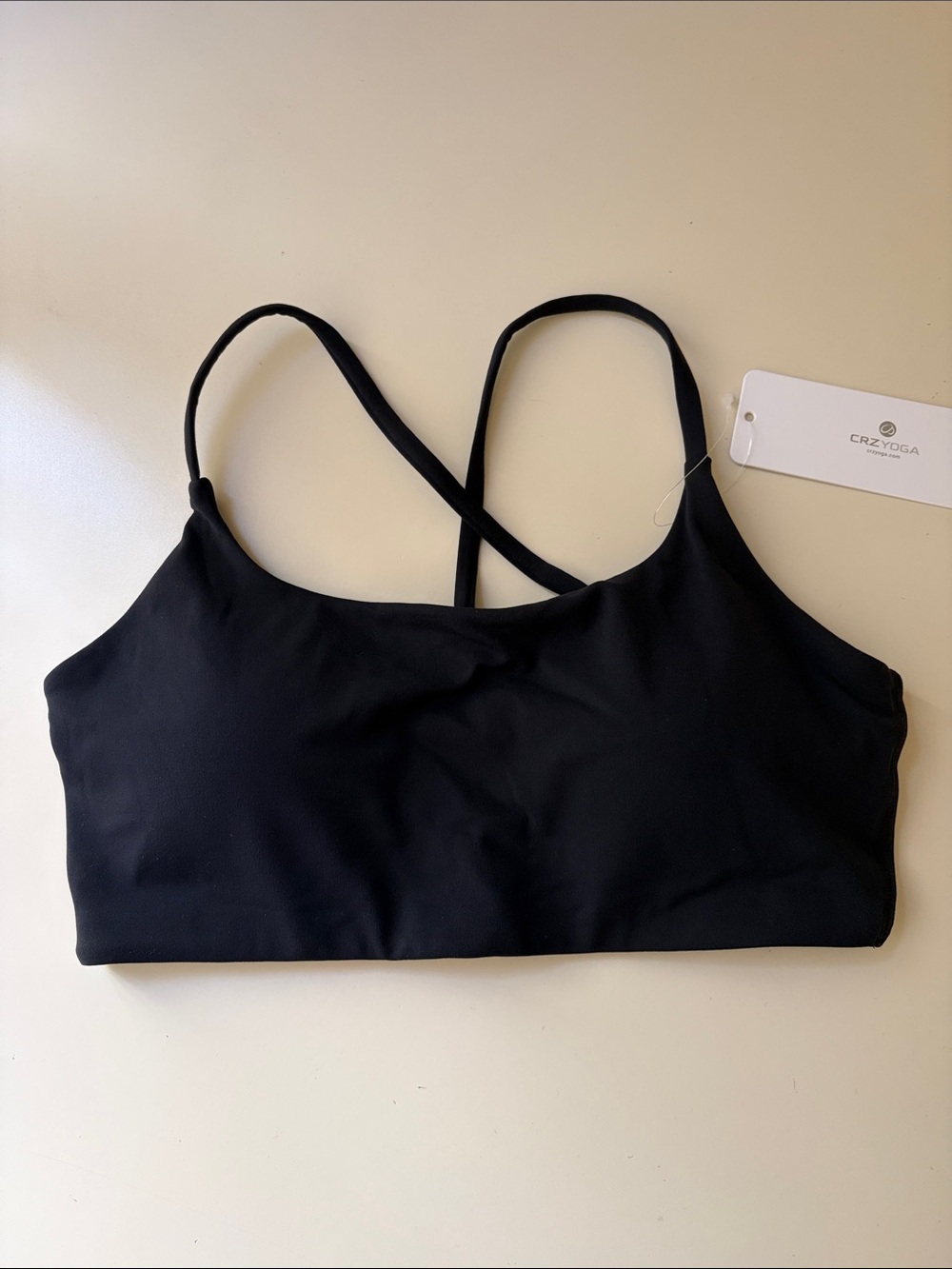 CRZ YOGA Black Strappy Cross-Back Sports Bra